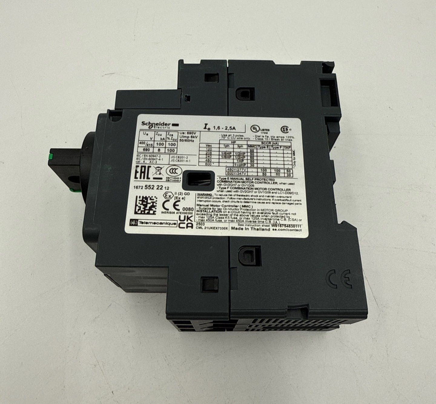 Schneider GV2P07 Circuit Protector Manual Starter 1.6-2.5A 3P 690V TeSys Deca New