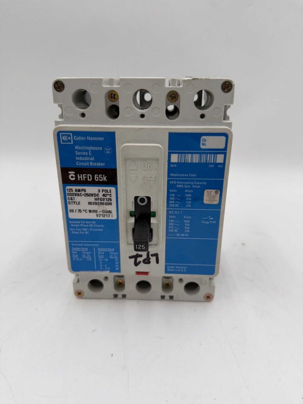 Cutler-Hammer HFD3125 Used