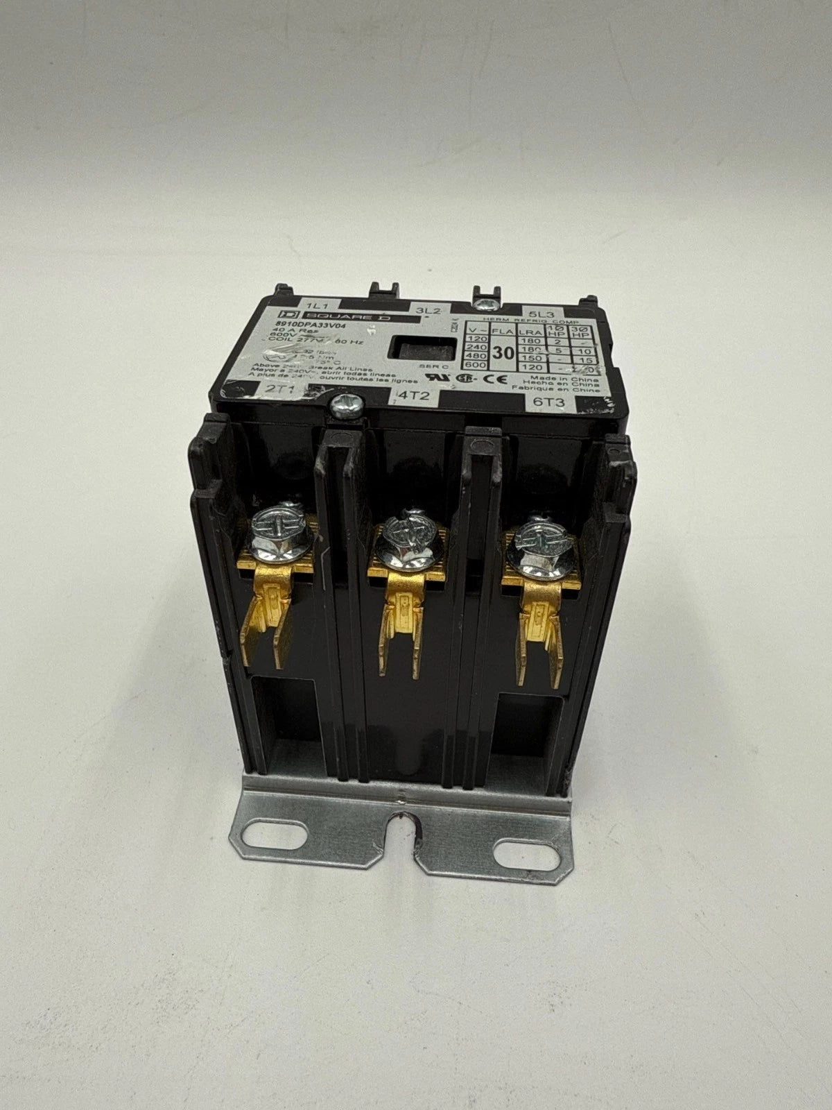 Square D 8910DPA33V04 Definite Purpose Contactor 40A 3P 600V Coil 277V 3PH 20HP Used