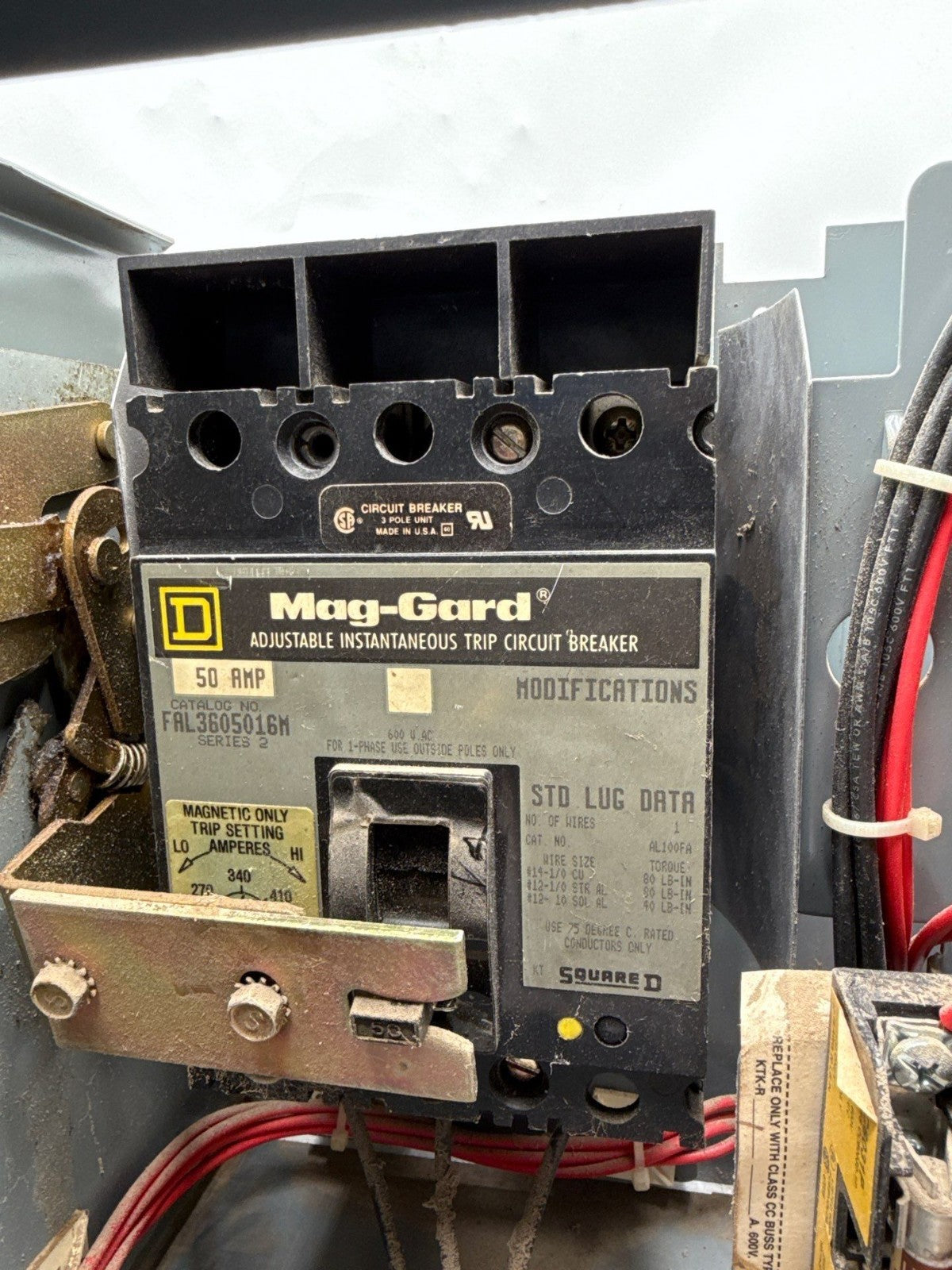 Sq D Model 6 50A 12" Size 1 Starter MCC Bucket Motor Control 50 Amp FAL3605016M Used