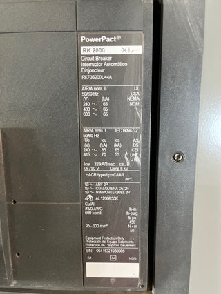 Square D QED Switchboard 2000A 480/277V 3PH 4W MCB RKF36200U44A LSIG GroundFault Used