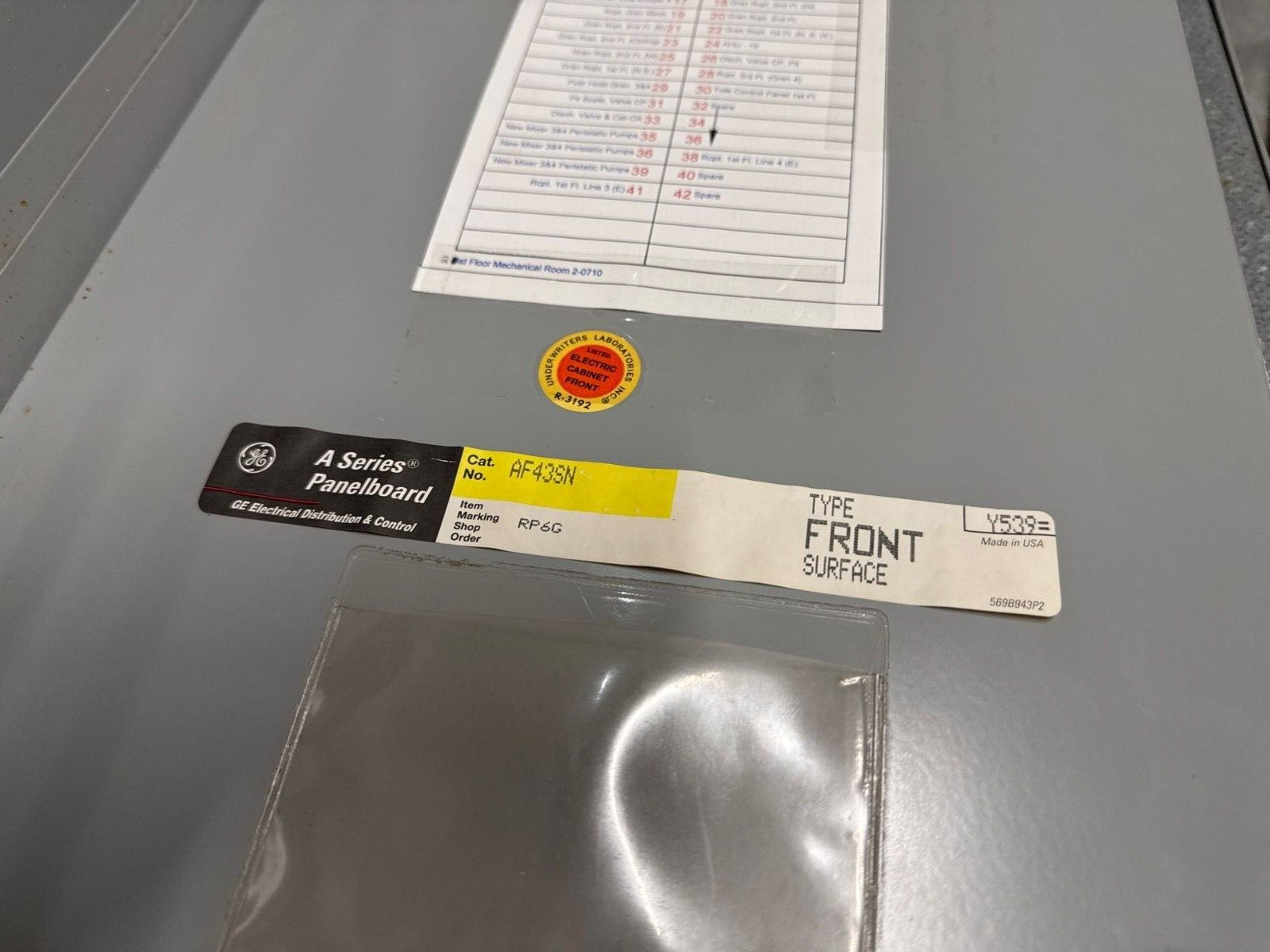 GE AQF3421ABX Panelboard 125A 208Y/120V 3PH 4W 42Space Main THQB32100 MCB Indoor P016 Used