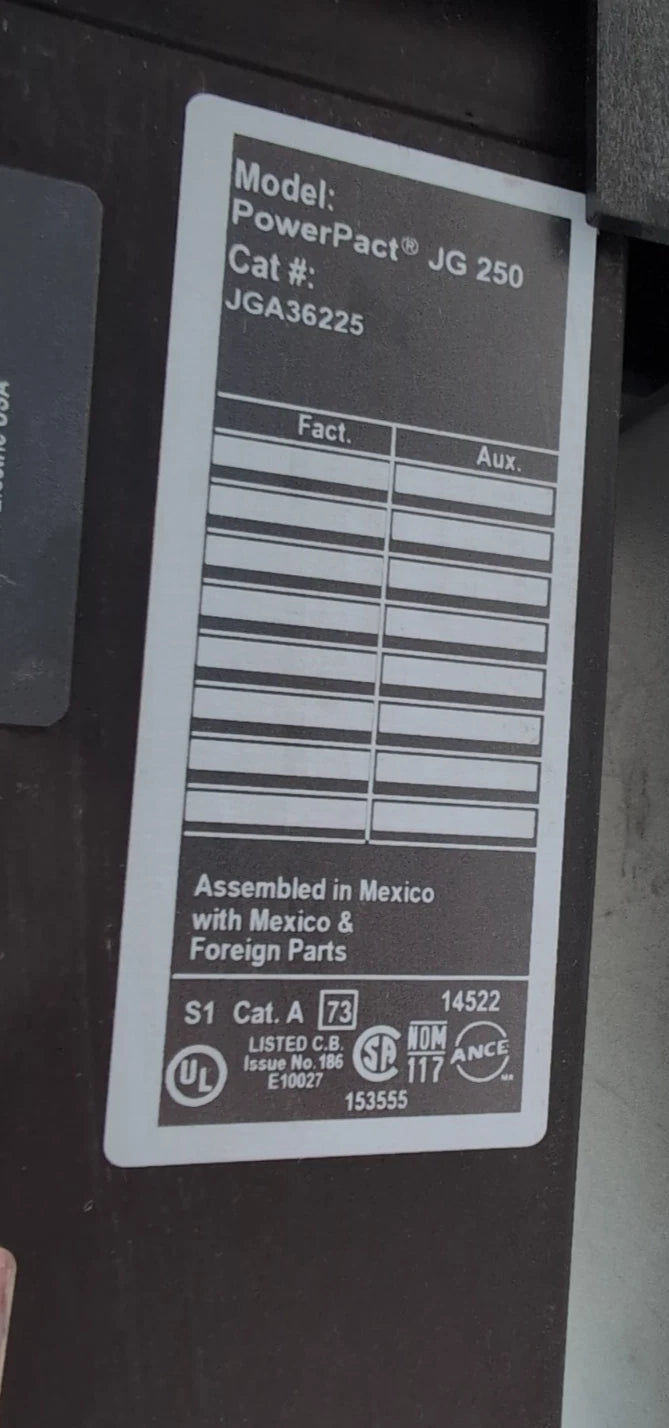 Square D JGA36225 I Line Circuit Breaker 225A 3P 600V 3PH JGA 225 Amp 3 Pole NEW New