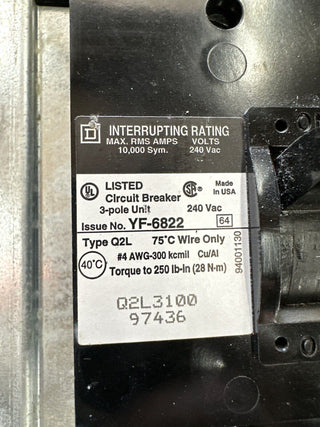 Square D NQOD442M225 NQOD Panelboard 225A 208Y/120V 3PH MCB Indoor Encl Q2L3100 P367 Used