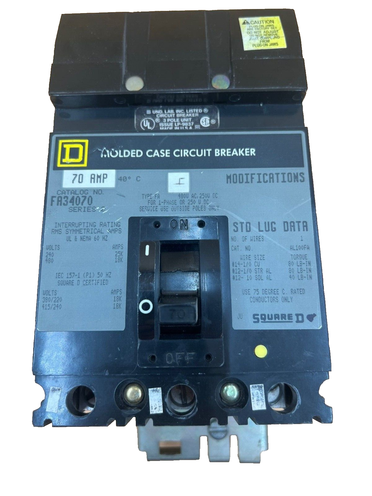 Square D FA34070 Used