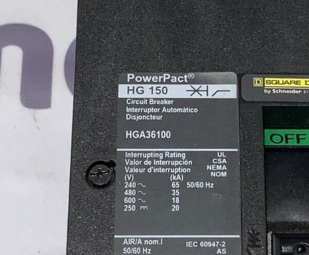 Square D HGA36100 Used