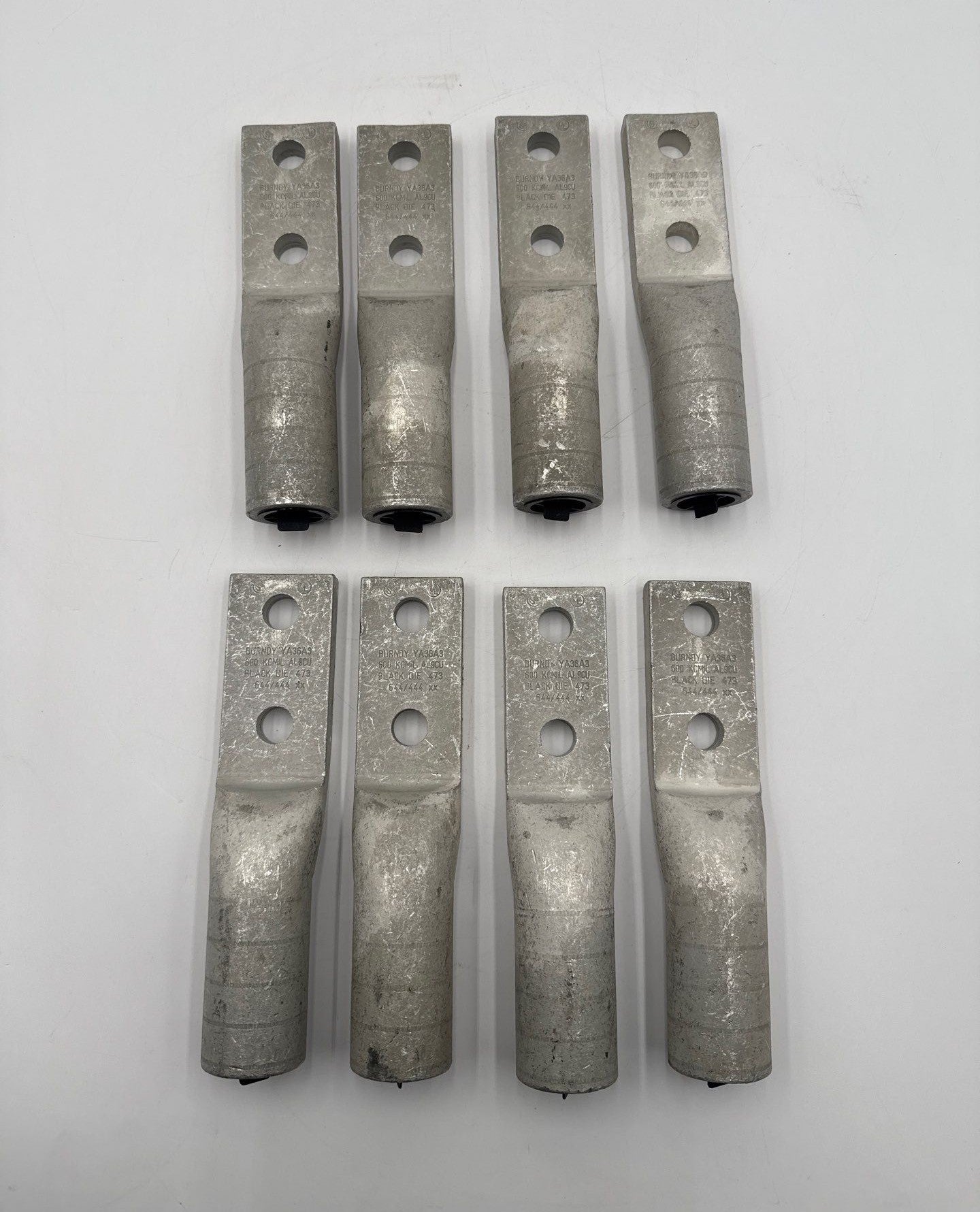 Burndy YA36A3 Hylug Compression Lug 600kcmil 1/2in 2 Hole Alu Long Barrel 8 Pack New