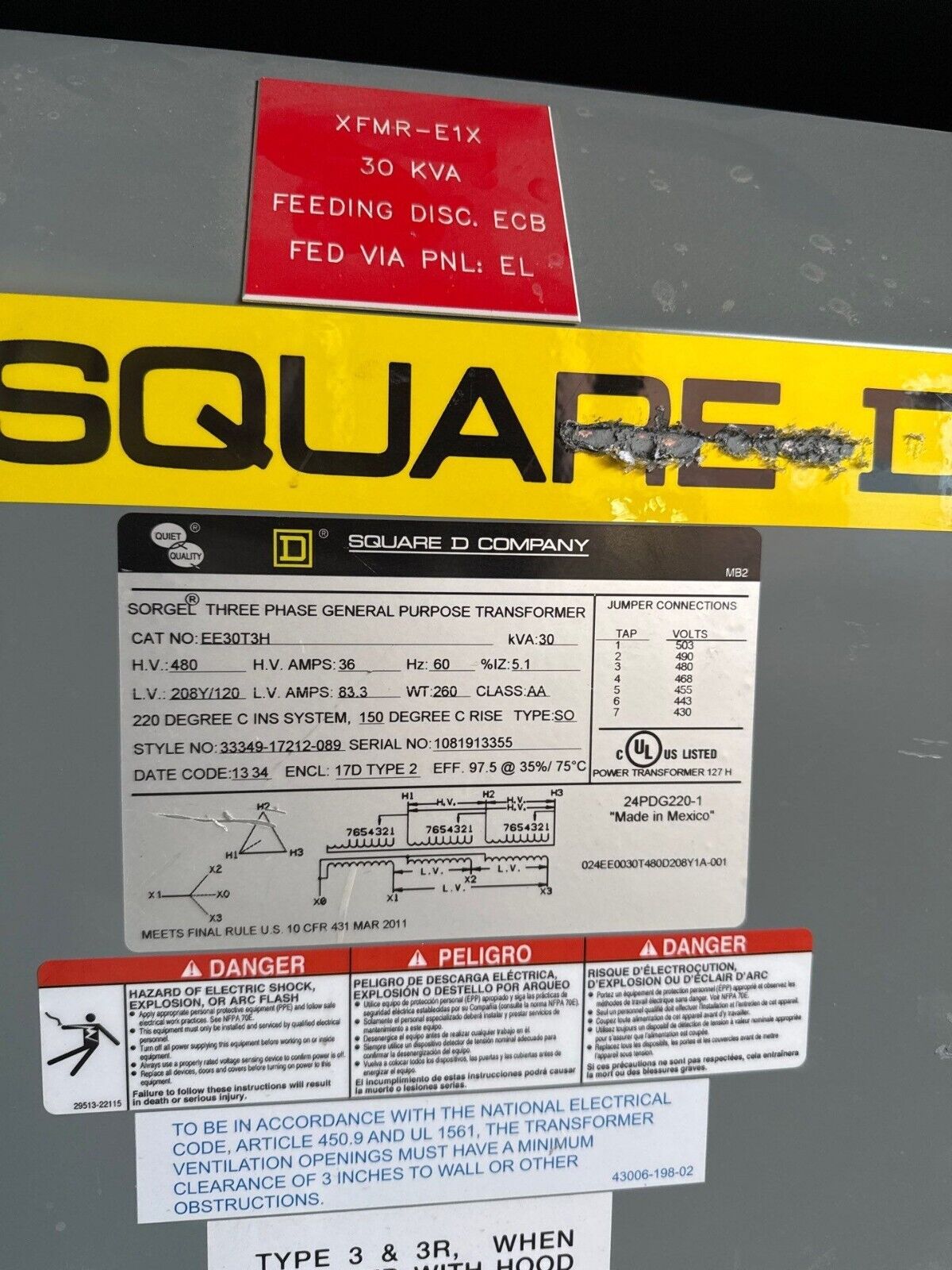 Square D 30T3H Used