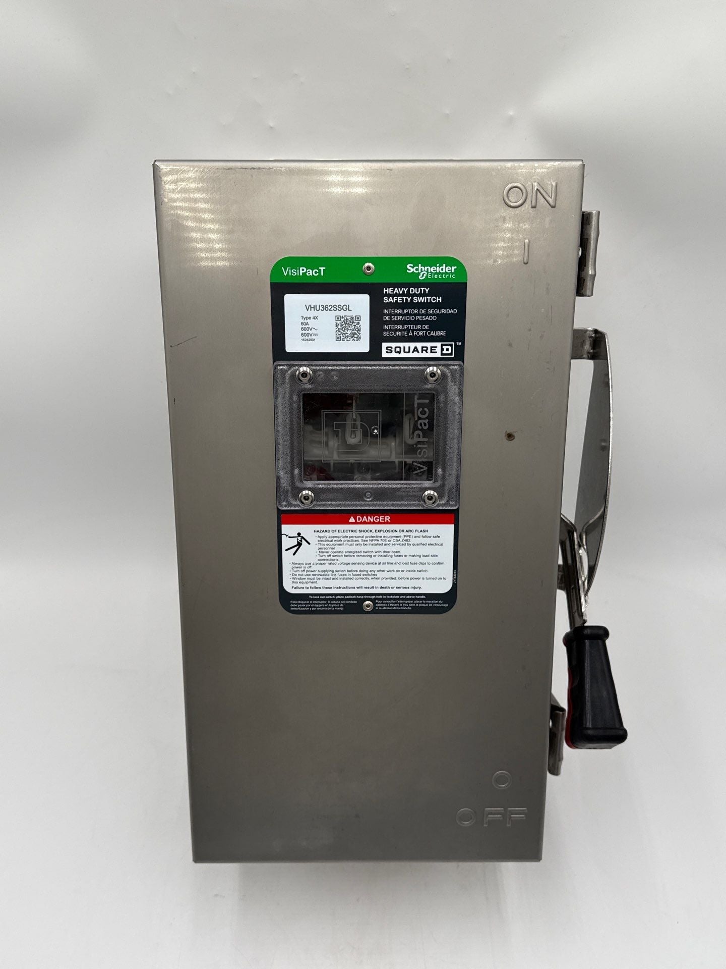 Square D VHU362SSGL Safety Disconnect Switch 60A 3P 600V Type 4X Encl SS New