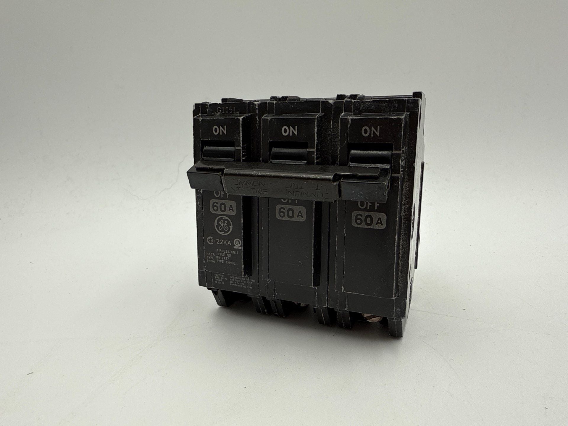 GE THHQL32060 Plug On Circuit Breaker 60A 3P 240V THHQL 22kA 60 Amp 3 Pole Used