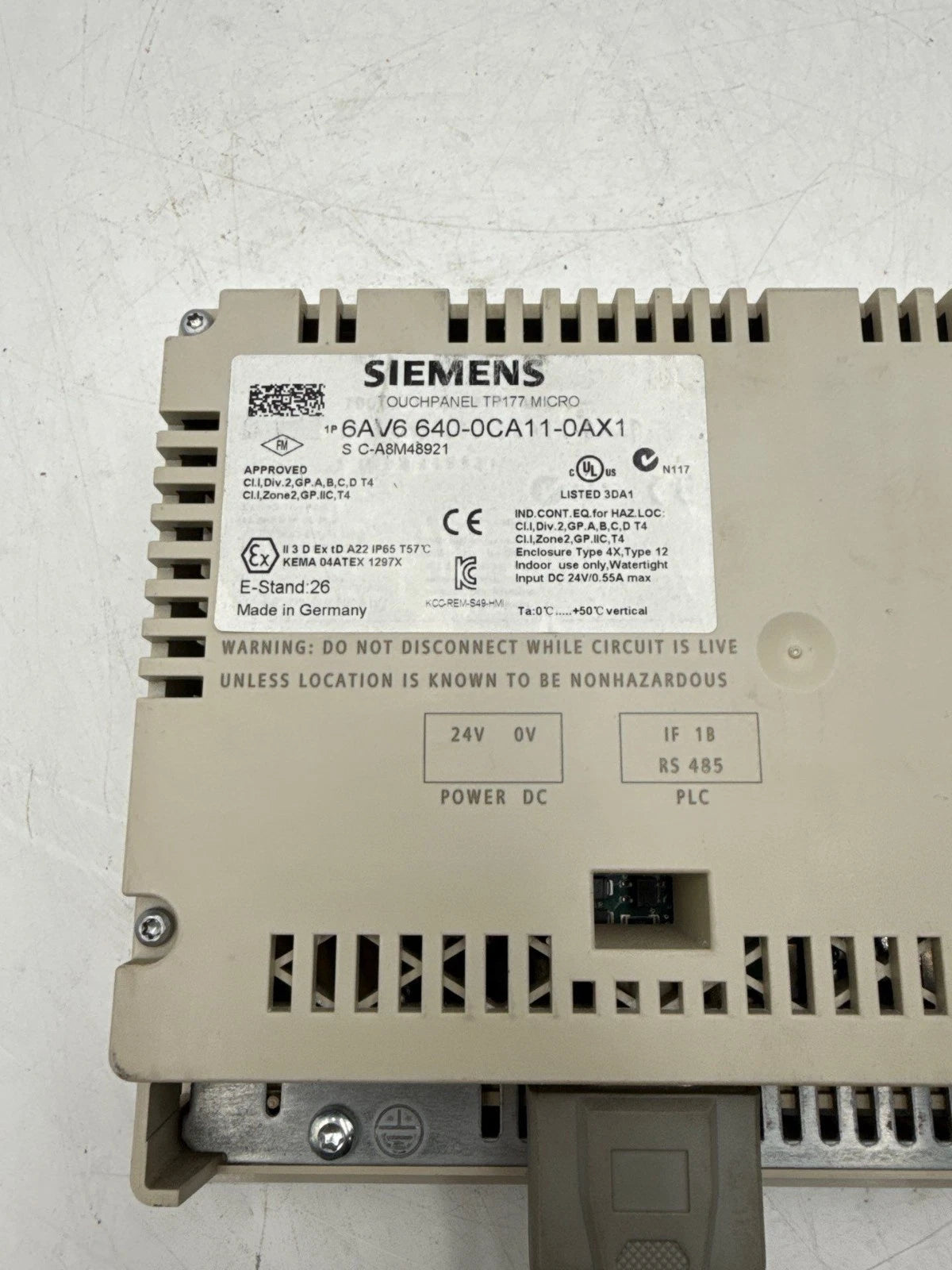 Siemens 6AV6 640-0CA11-0AX1 Micro Operator Display Touch Panel TP177 5.7" Screen Used