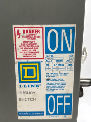 Square D PQ4603G Bus Plug 30A 3PH 600V 4W I-Line Busway Unit Switch 30 Amp Used