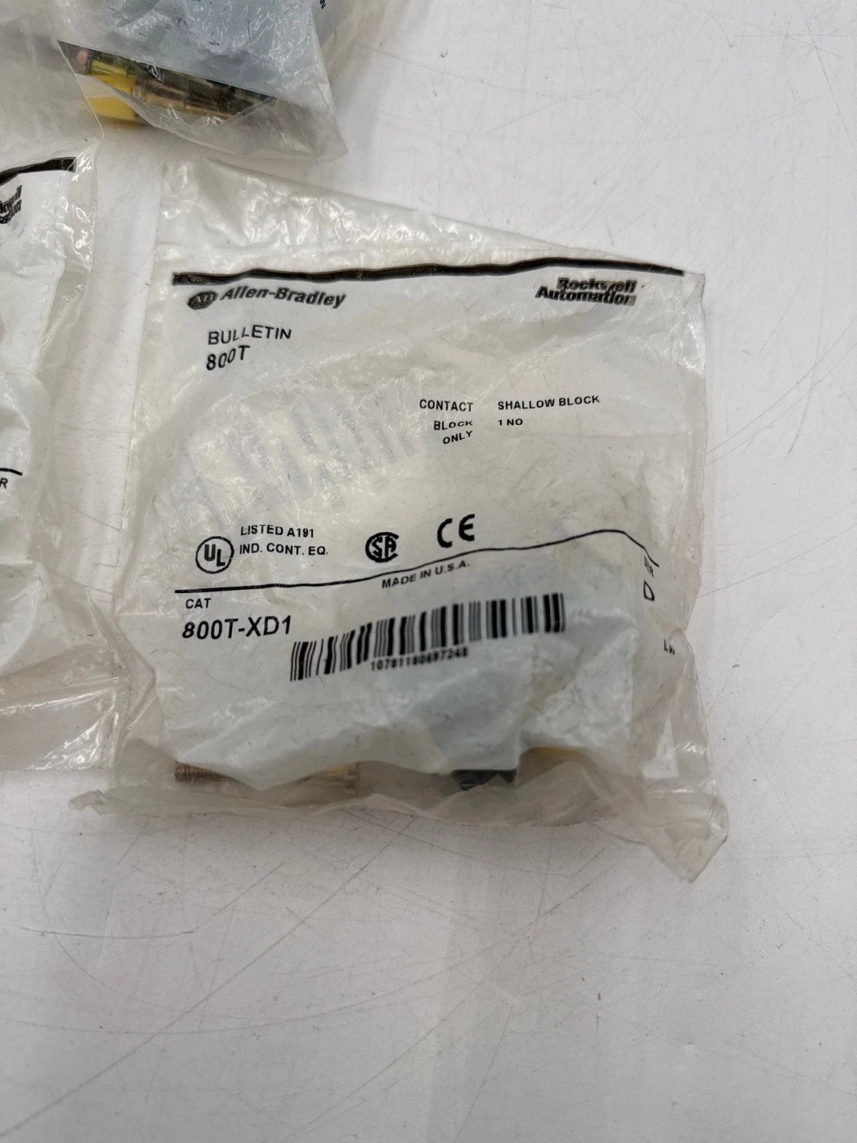 3PC Allen Bradley 800T-XD1 Contact Block 1 N/O TYPE 4, 13 30MM 600V 800TXD1 New