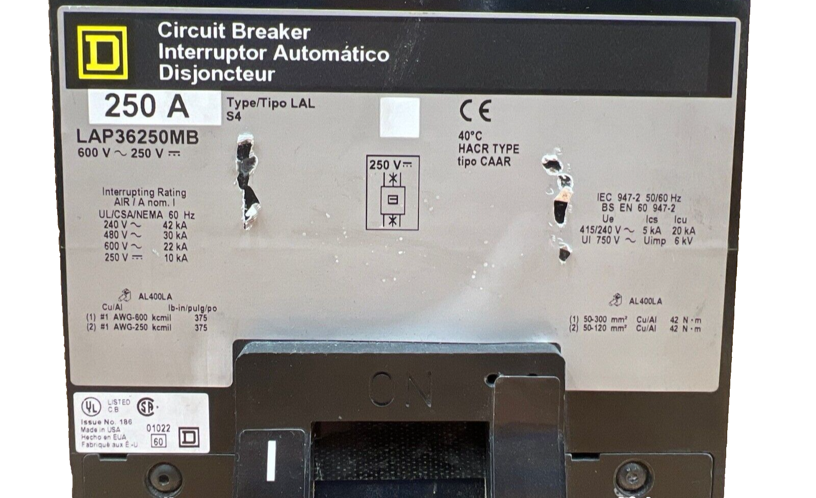 Square D LAP36250MB Used