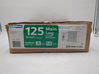 Siemens Indoor Main Lug Surface Mount Load Center 8-Space 16-Circuit 125 Amp New