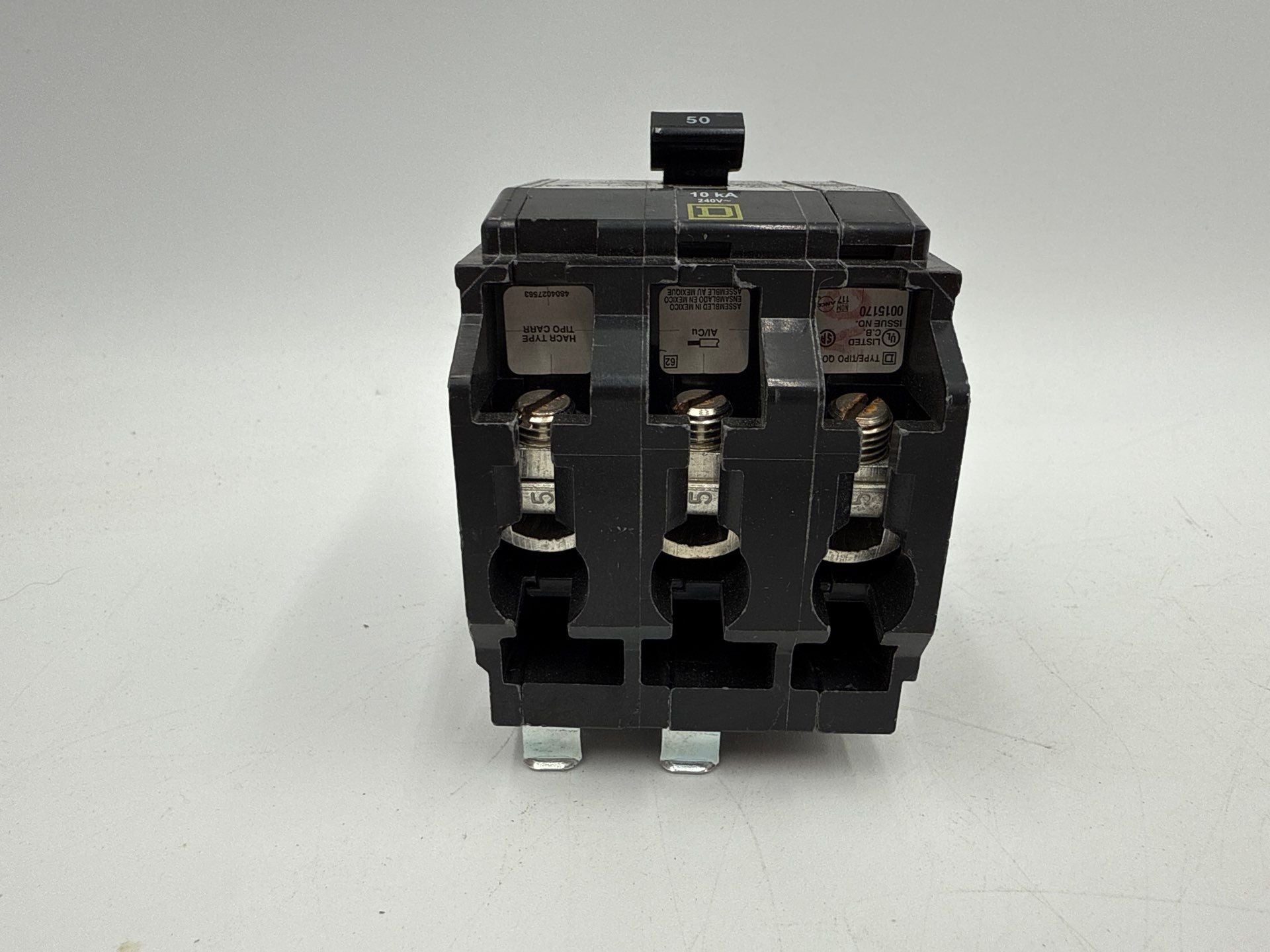 Square D QOB350 Circuit Breaker 50A 3P 240V 3PH QOB 50 Amp 3 Pole Bolt On Used