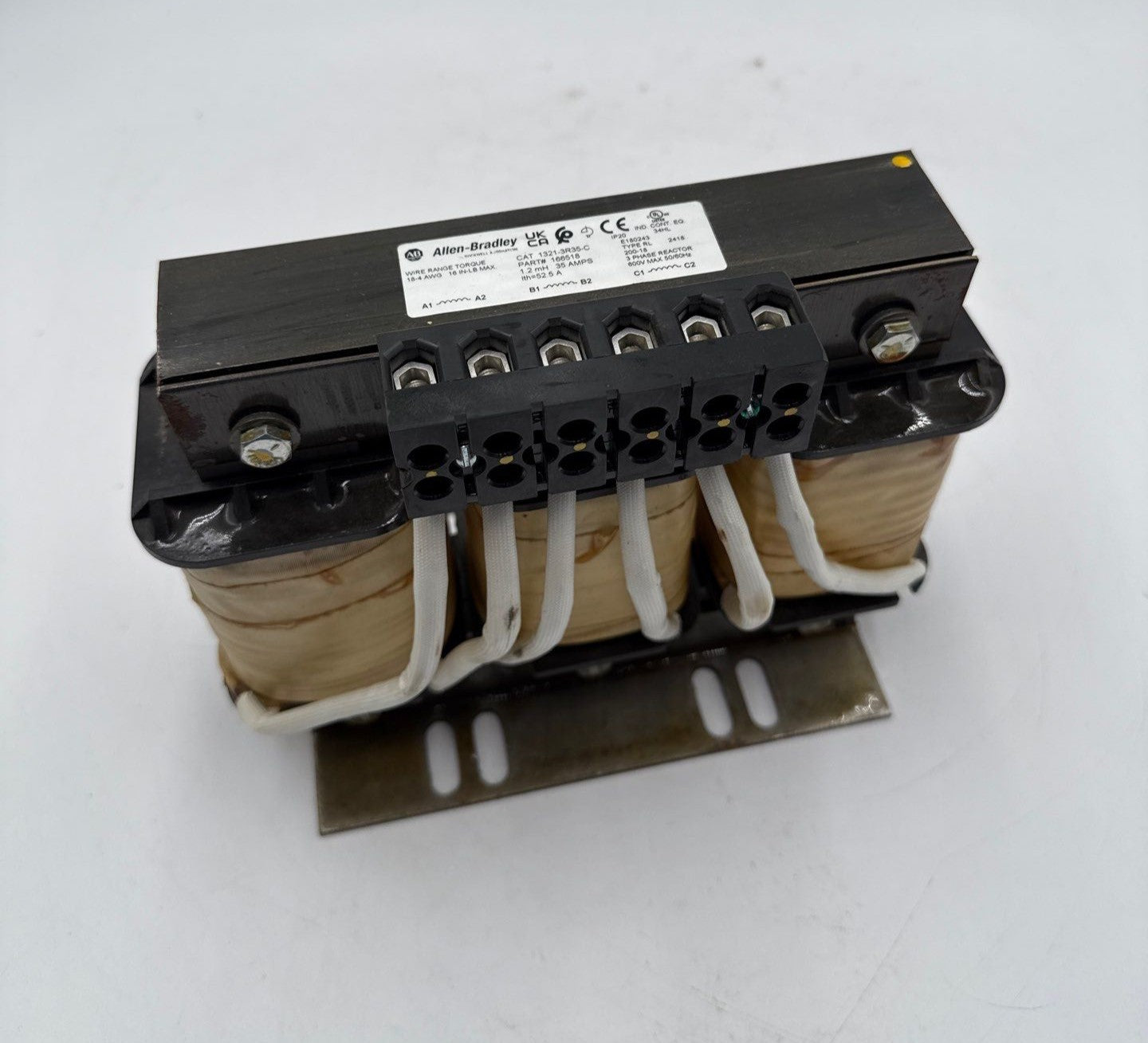 Allen Bradley 1321-3R35-C Line Reactor 3PH 1.2mH 35A 600V IP20 Open Type Used