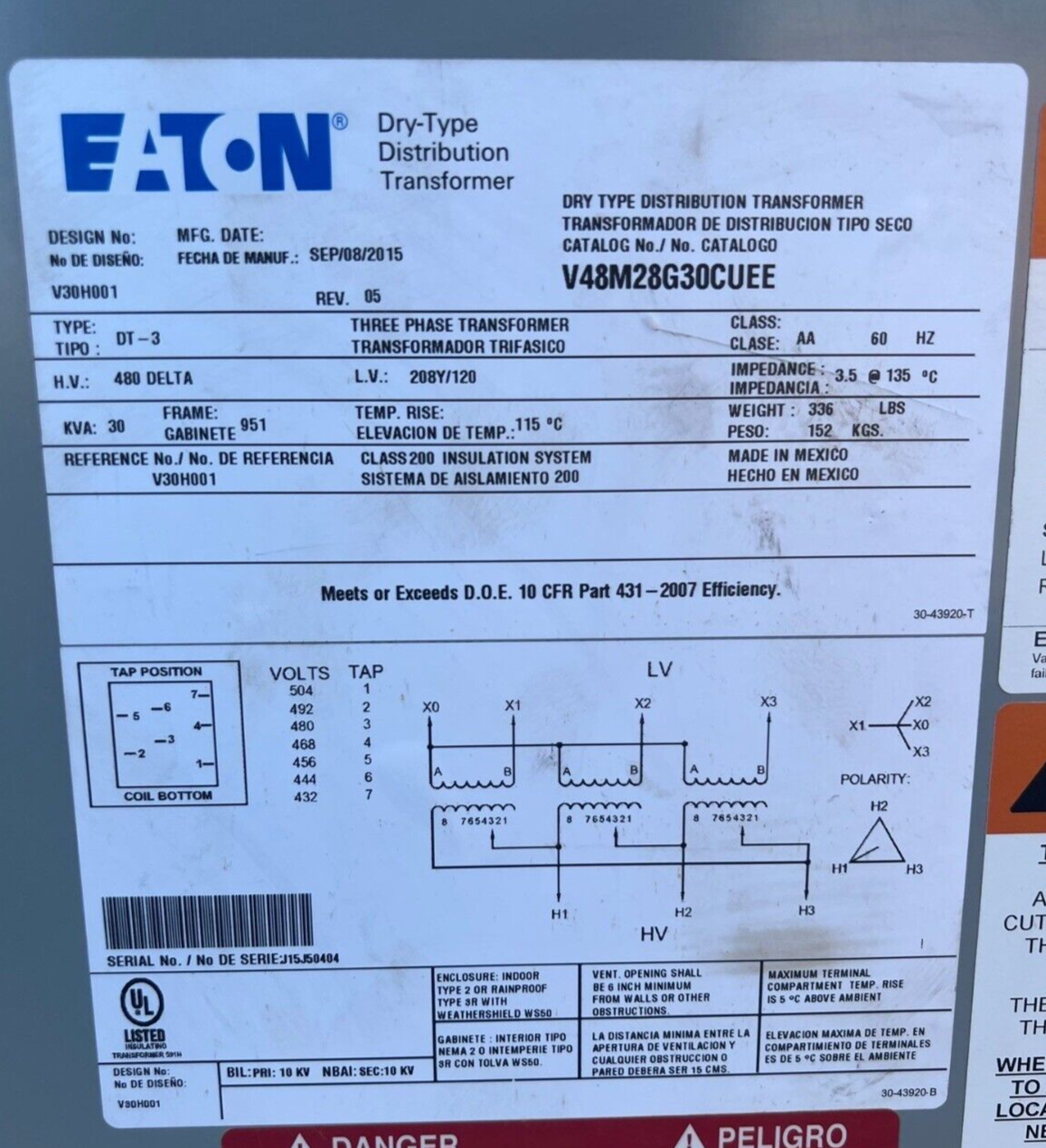 GE V48M28G30CUEE Used