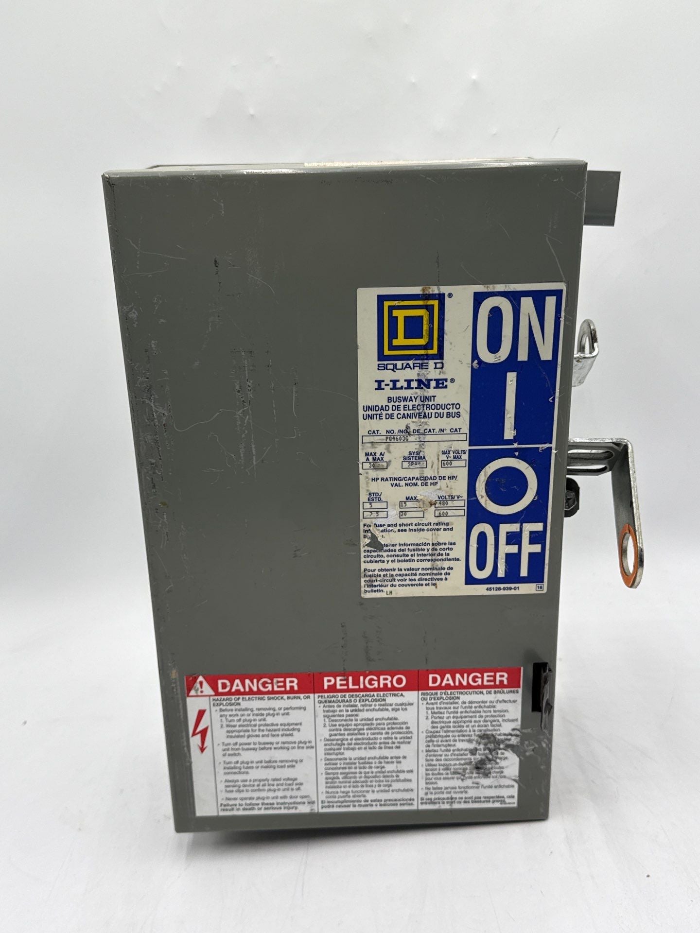 Square D PQ4603G Bus Plug 30A 3PH 4W 600V I-Line Busway Unit Switch 30 Amp Used