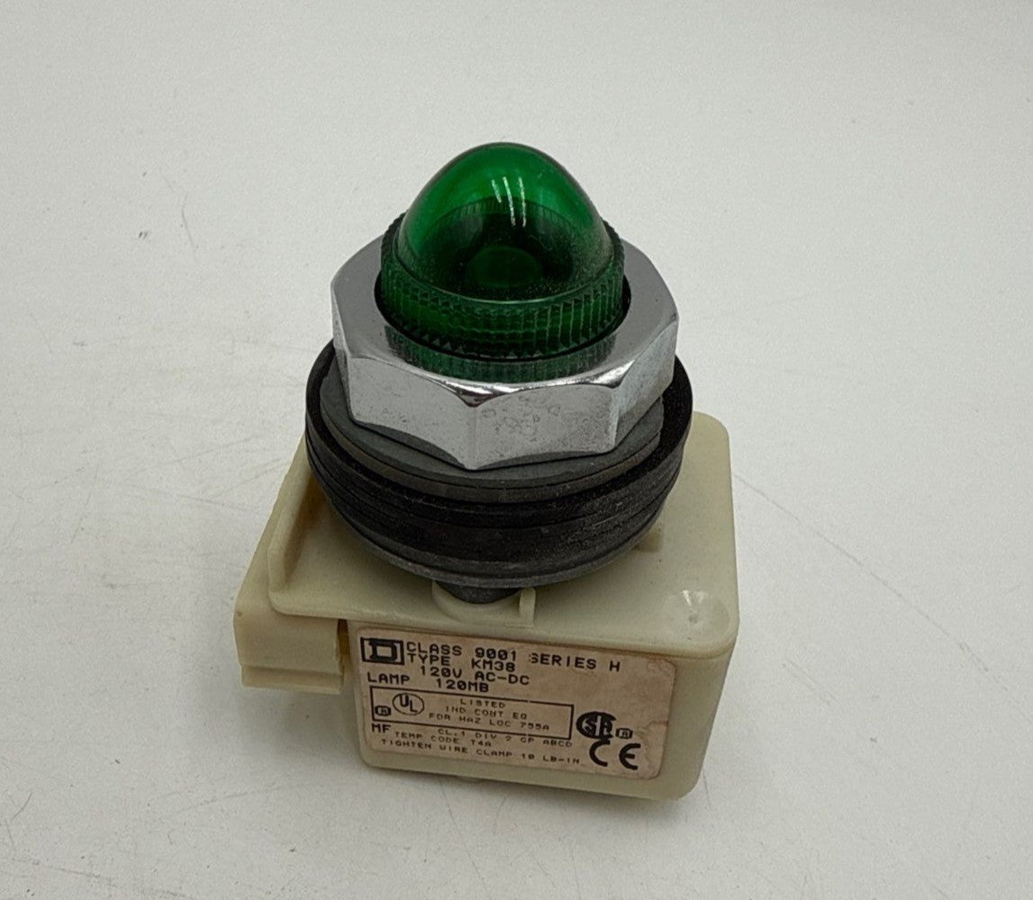 Square D 9001KP38G9 Standard Pilot Light Green Indicator Lamp 120V New
