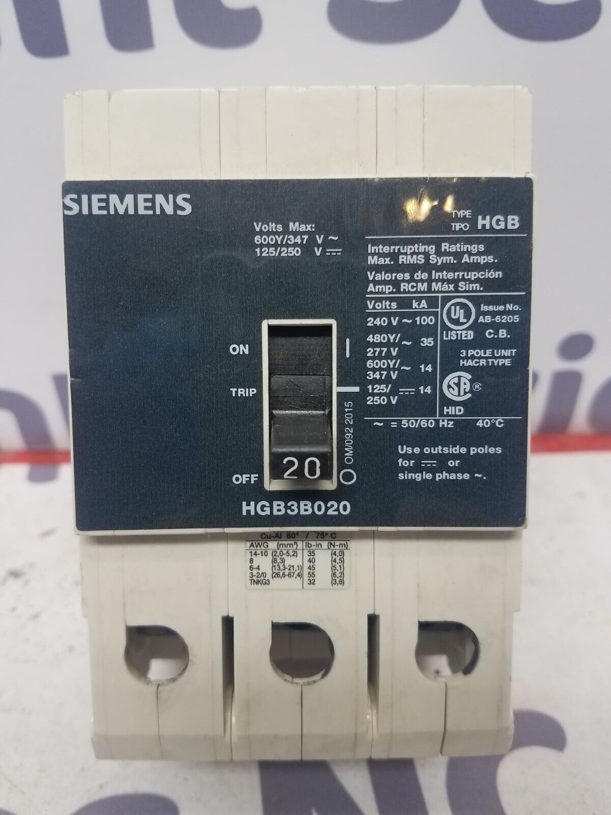 Siemens HGB3B020 Used