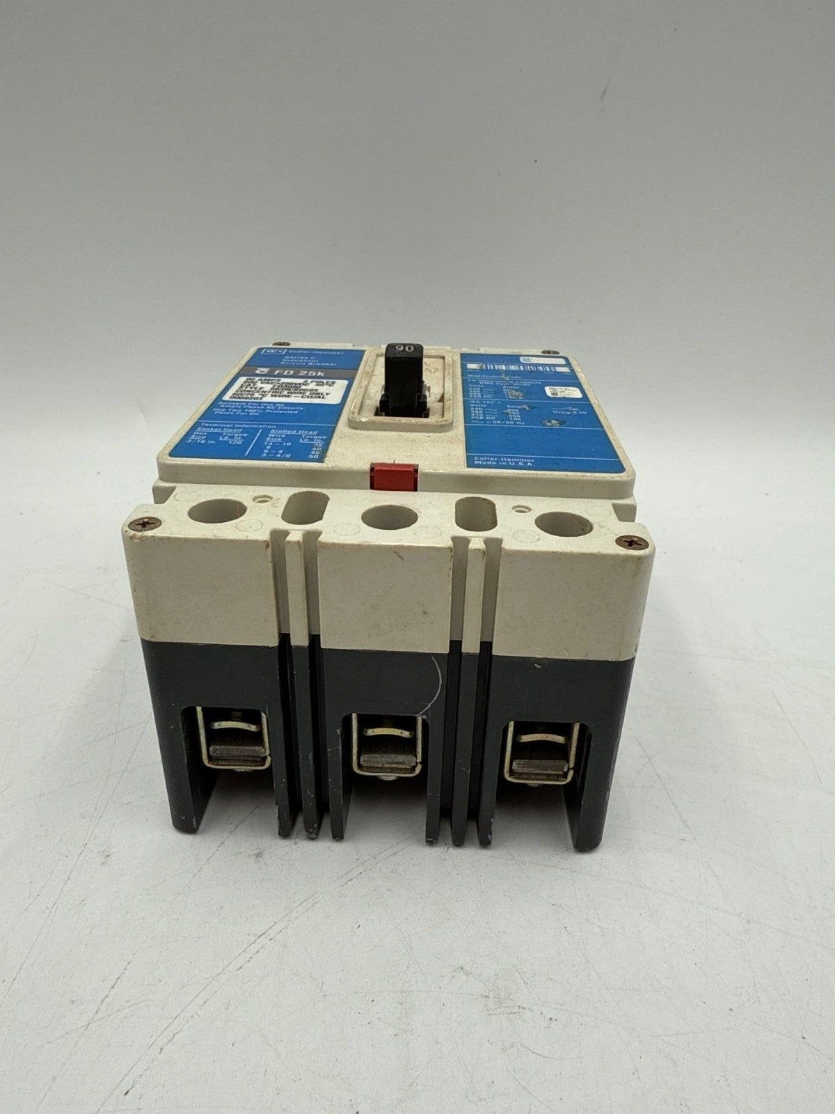 Cutler Hammer FD3090 Circuit Breaker 90A 3P 600V 3PH FD 25k 90 Amp 3 Pole Used
