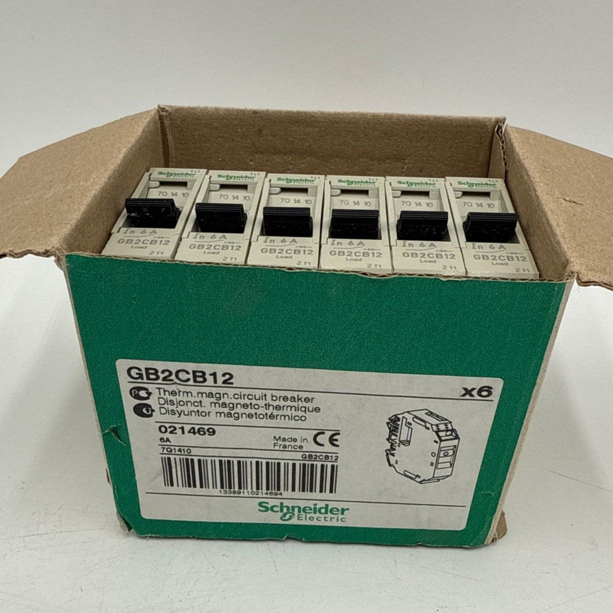 Schneider Electric GB2CB12 Circuit Breaker 6A 1P 277V DIN Rail Mount New
