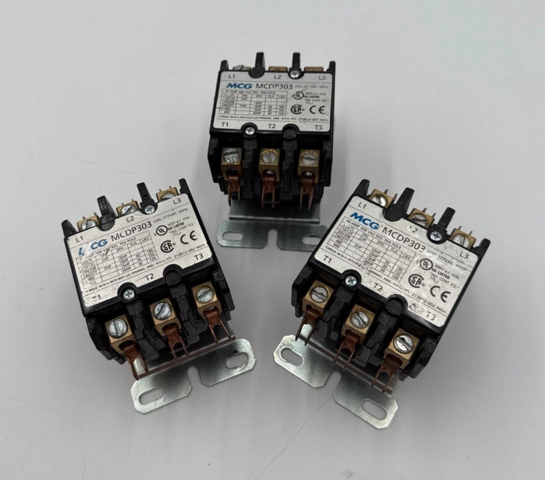 MCG MCDP303 Definite Purpose Contactor 40A 3P 600V 3PH 20HP Coil 277V 40 Amp Used