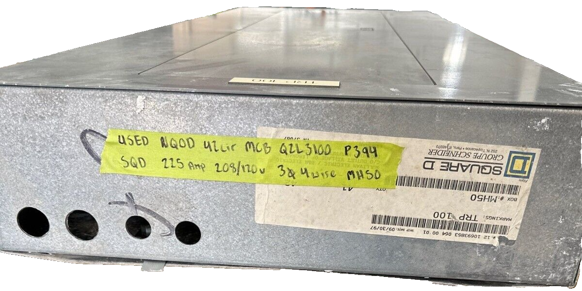 Square D NQOD442M225 Panelboard 225A 208Y/120V 3PH 4W MCB Main Q2L3100 100 Amp P394 Used