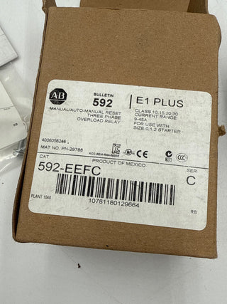 Allen Bradley 592-EEFC Ser C Three Phase Overload Relay 9-45A New