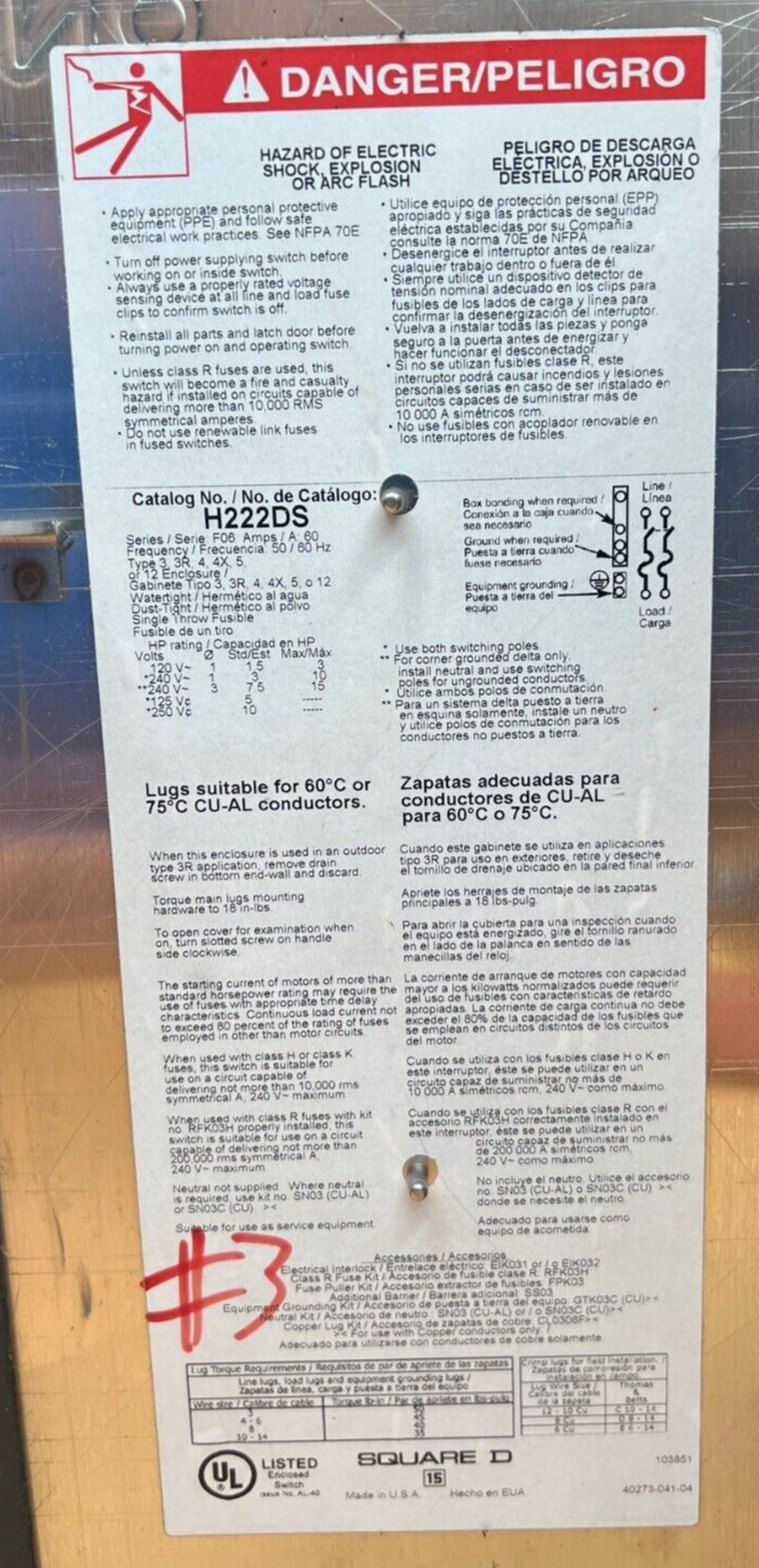 Square D H222DS Used