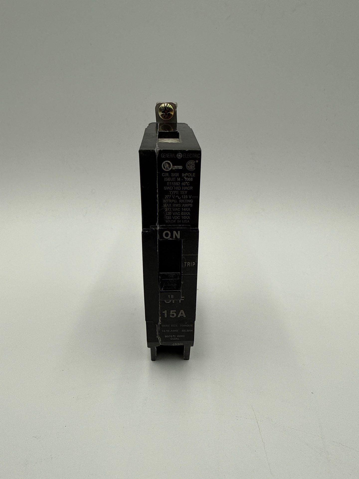 GE TEY115 Bolt On Circuit Breaker 15A 1P 277V TEY 15 Amp 1 Pole Used
