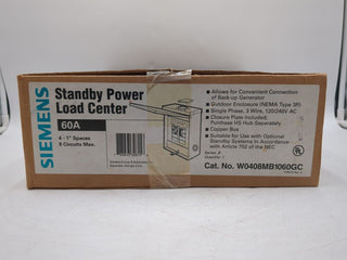 Siemens W0408MB1060GC Standby Power Load Center 60A 120/240V Type 3R New