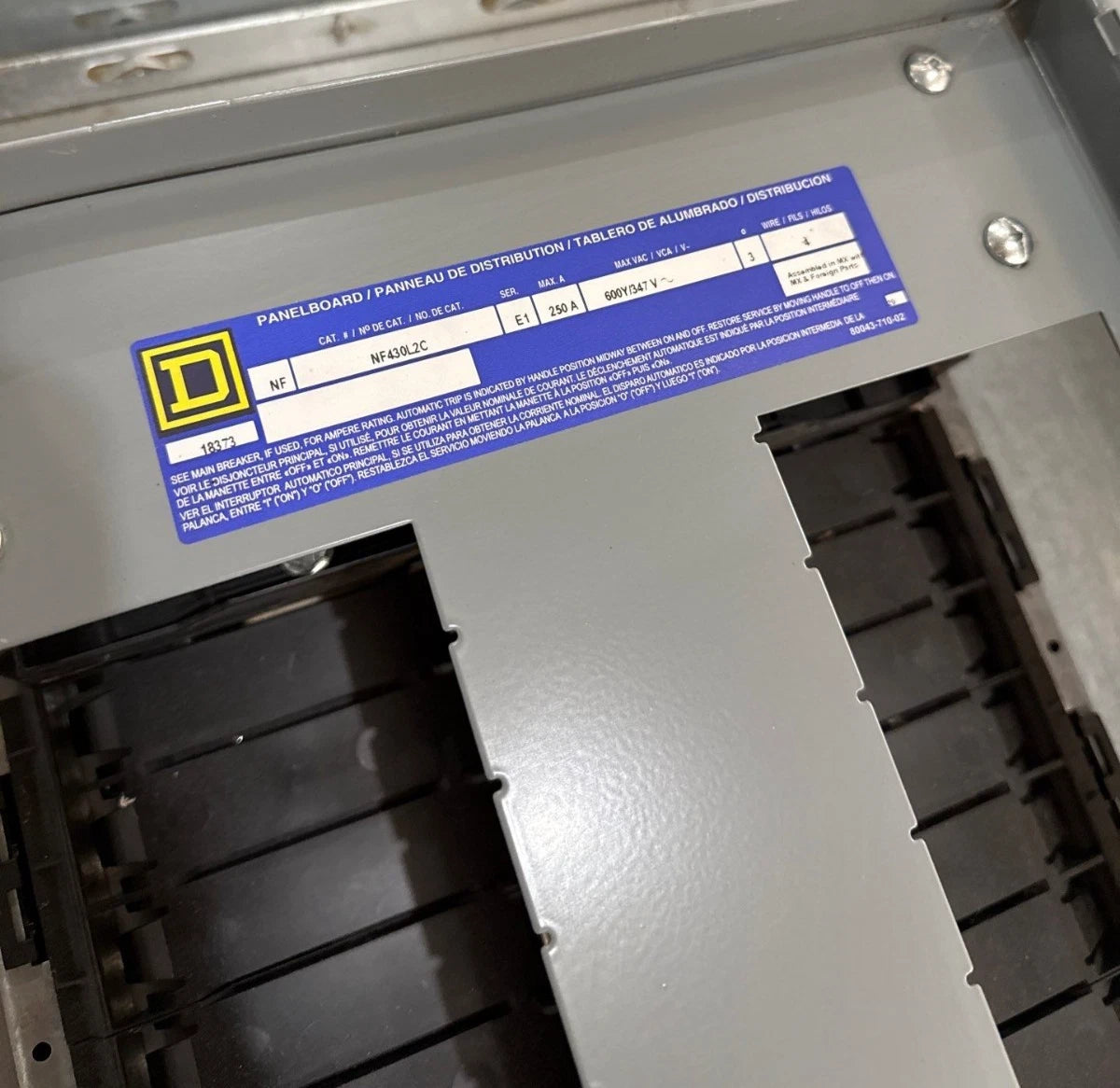 Square D NF430L2C Panelboard 250A 600/347V 3PH 4W NF MLO Panel 250 Amp 30 Cir New