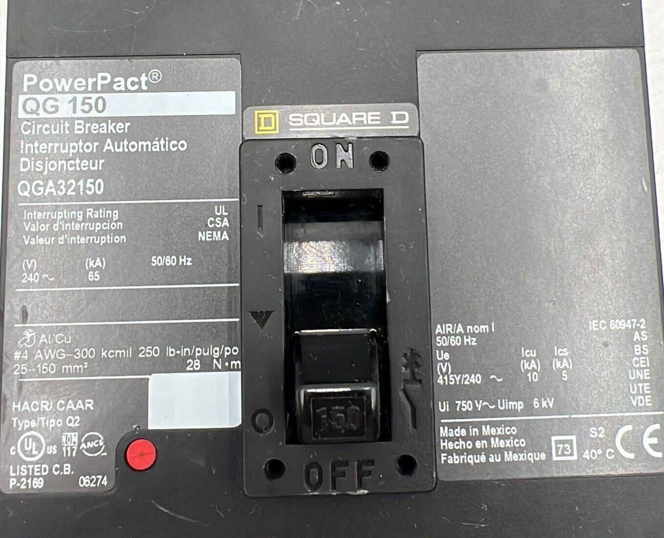 Square D QGA32150 Used