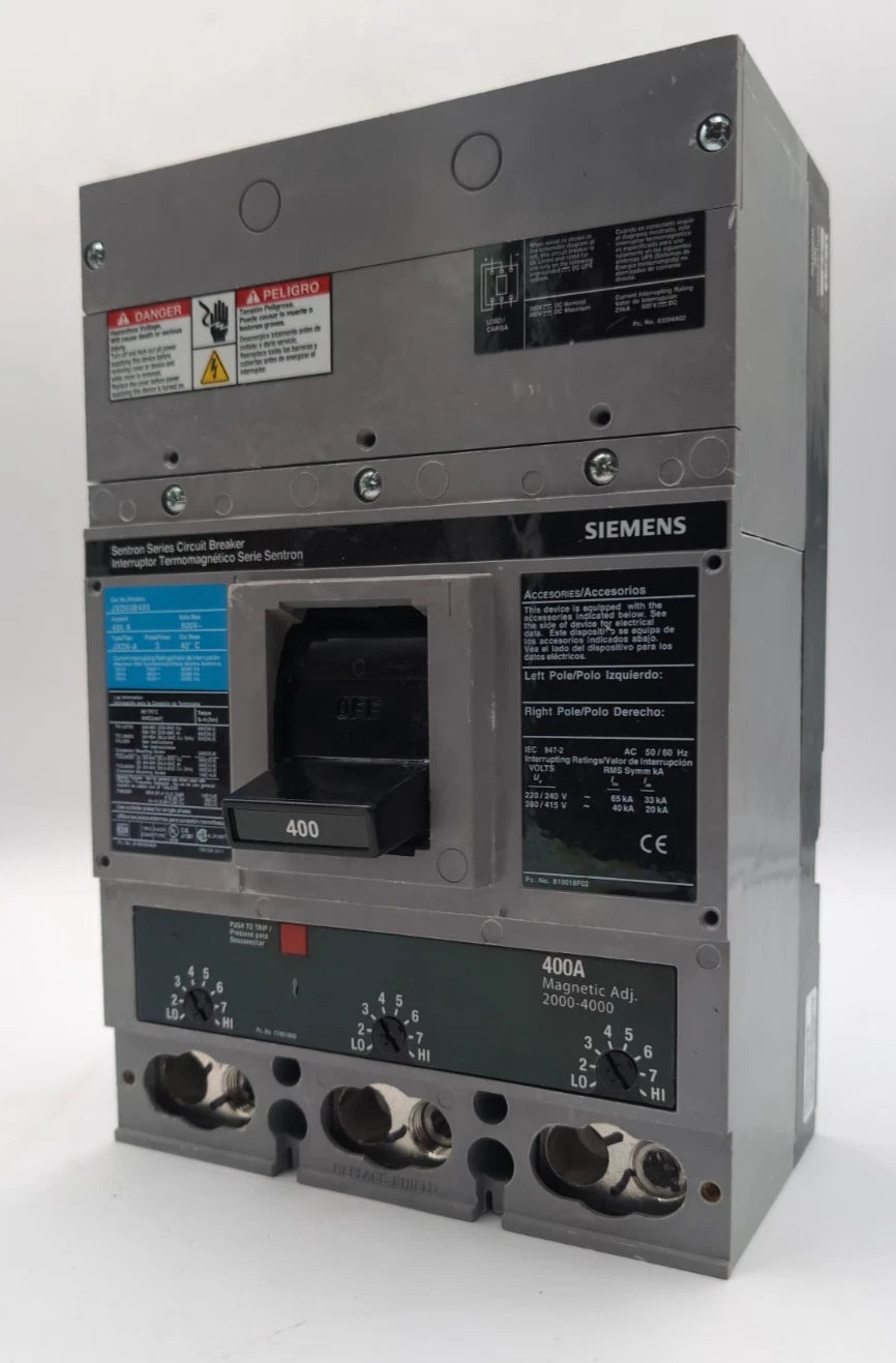 Siemens JXD63B400 Circuit Breaker 400A 3P 600V 3PH JXD6-A 400 Amp NEW TAKE OUT New