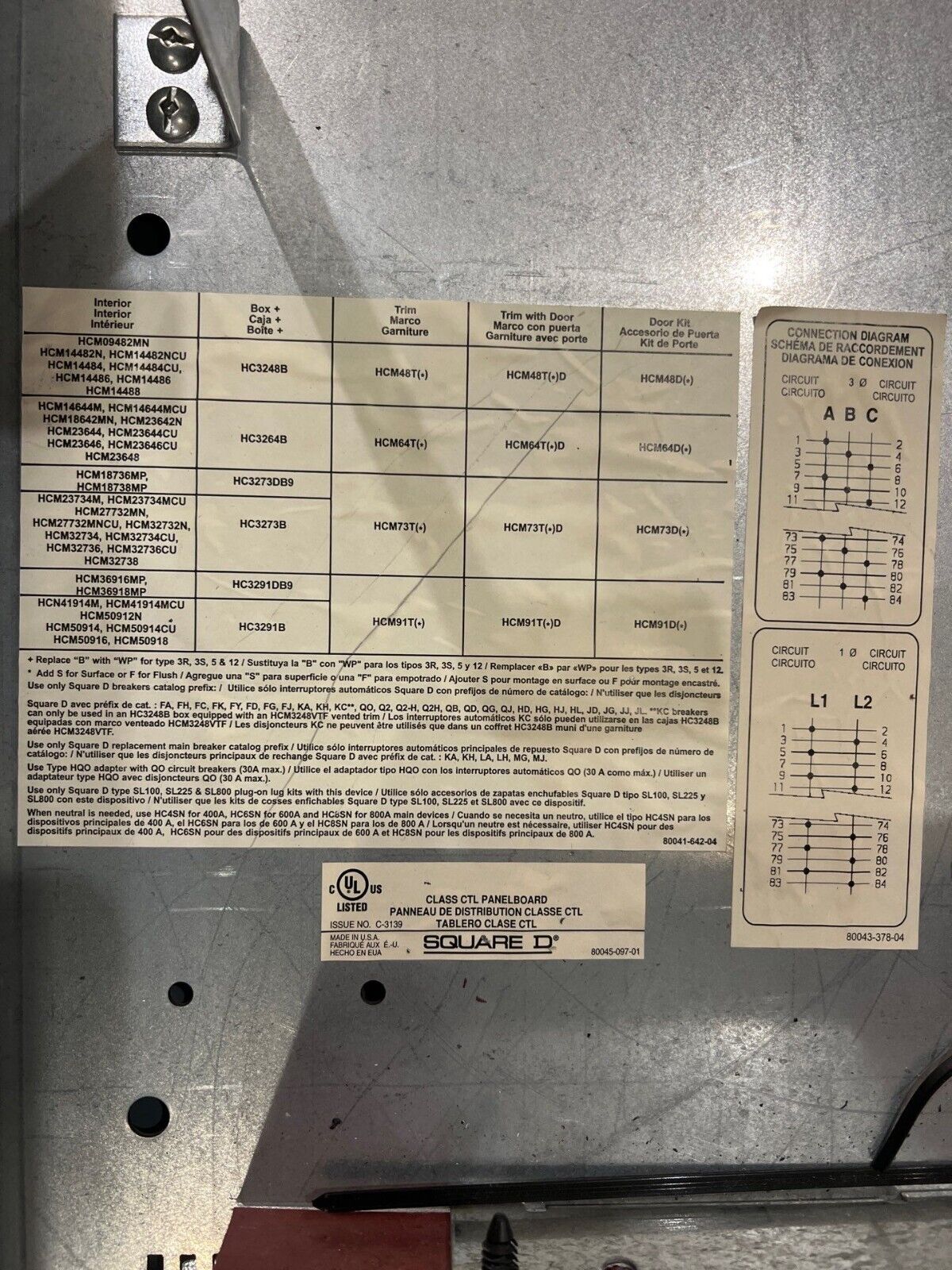 Square D HCM I-Line Panelboard 225A 480V 3PH 3W MCB 30 Circuit 3R Outdoor Encl P611 Used