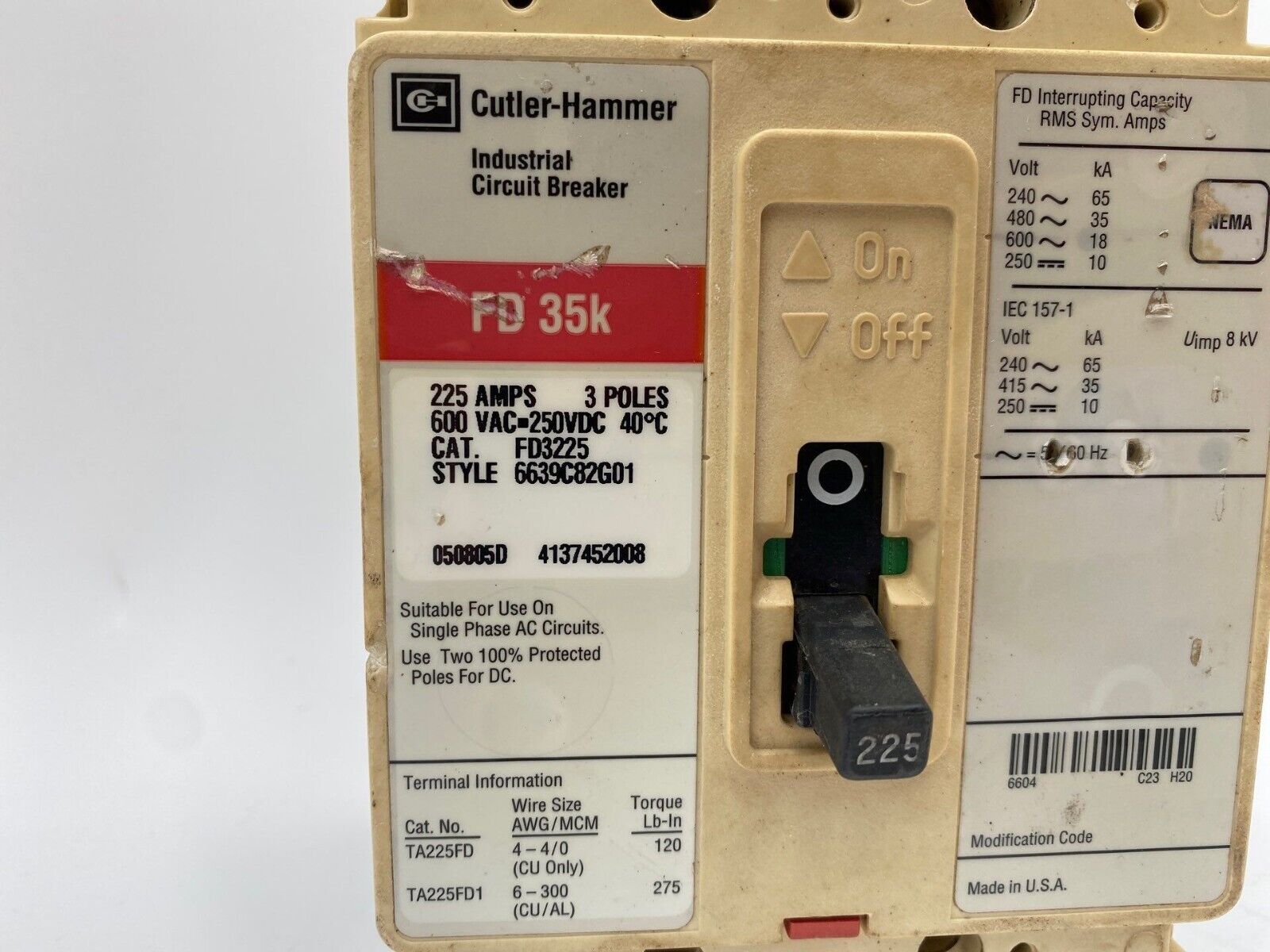 Cutler-Hammer FD3225 Used