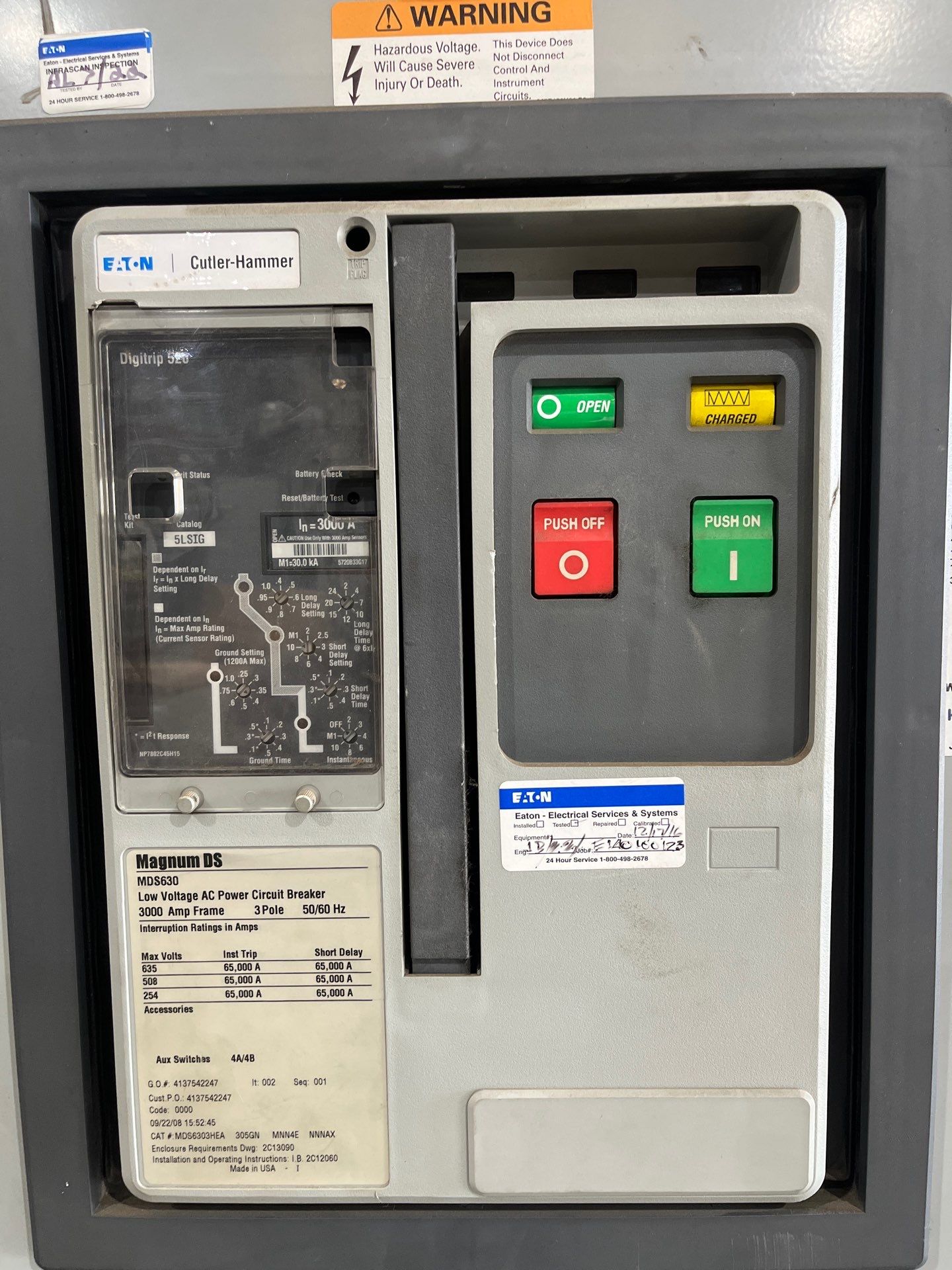 Eaton PRLC Switchboard 3000A 480/277V 3PH 4W MDS6303HEA W/ Distribution LSIG Used