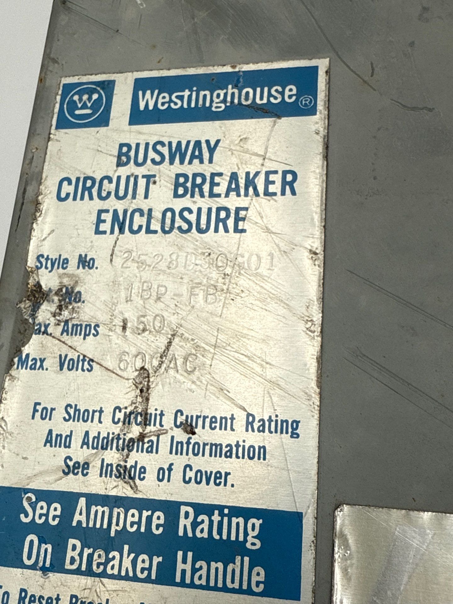 Westinghouse 1BP-FB Busway Circuit Breaker Enclosure 150A 600V Bus Plug Used
