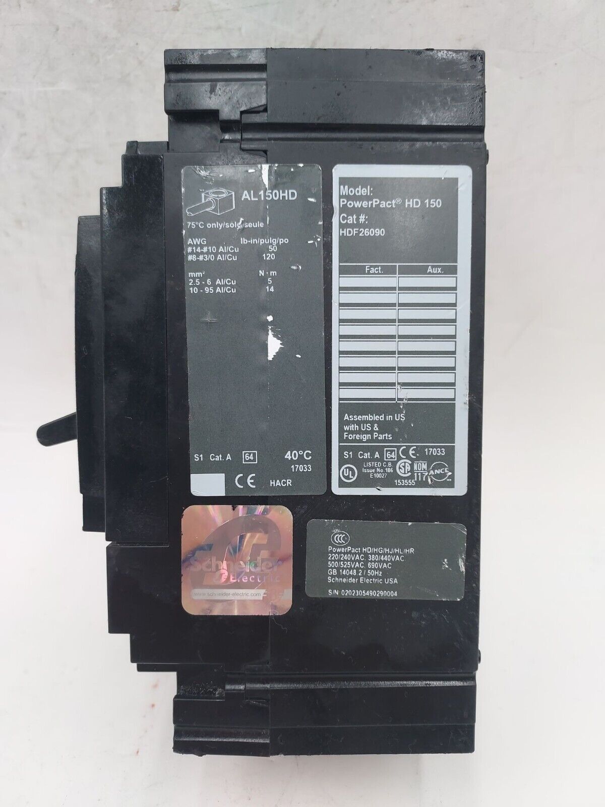 Square D HDF26090 Used