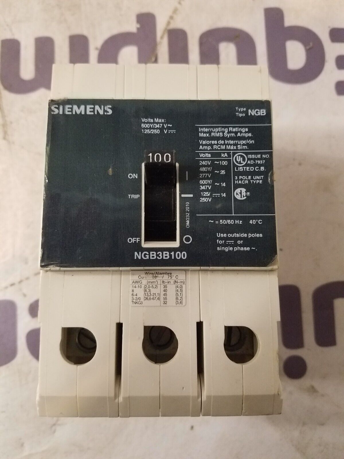 Siemens NGB3B100 Used