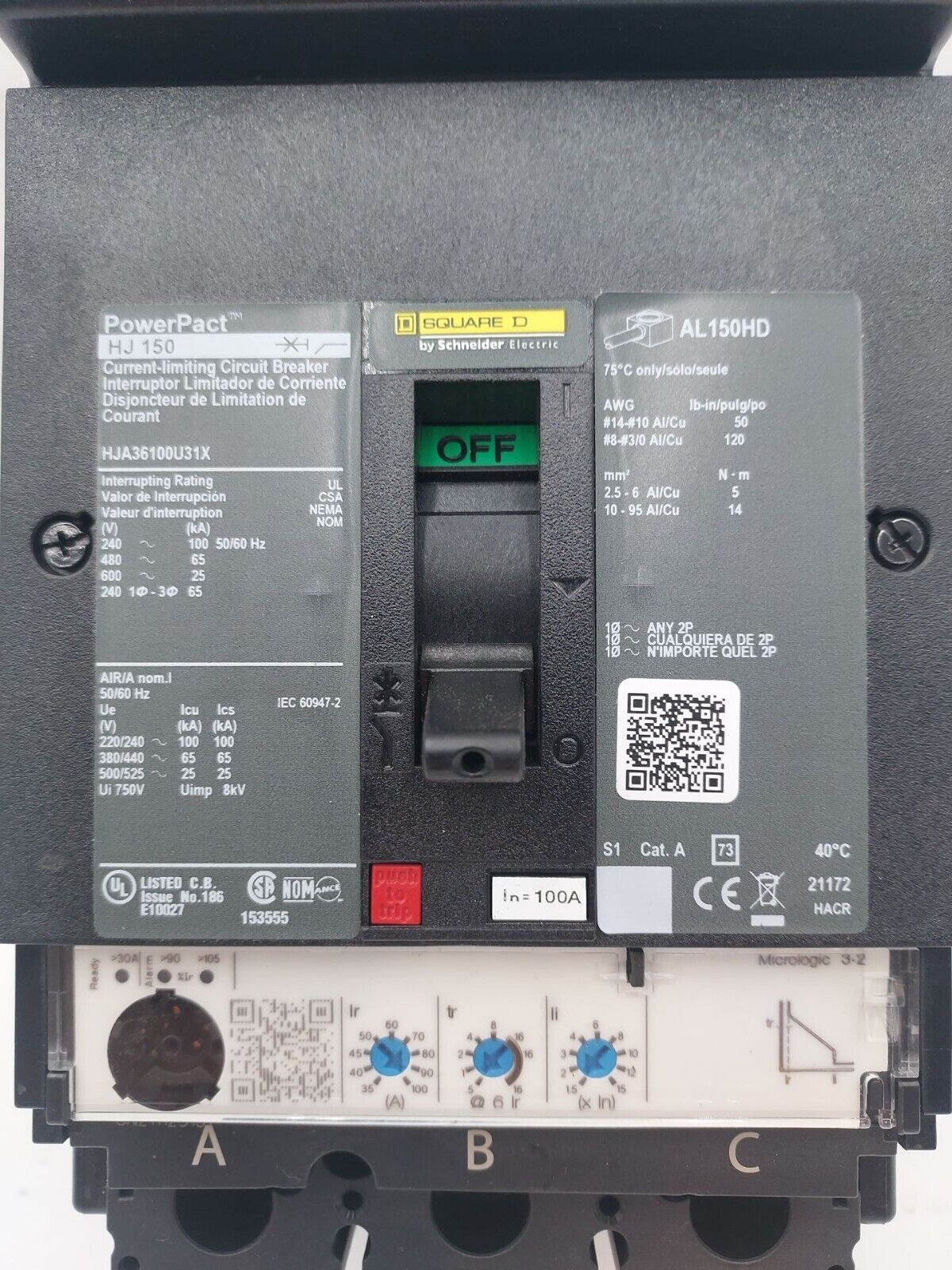 Square D HJA36100U31X New