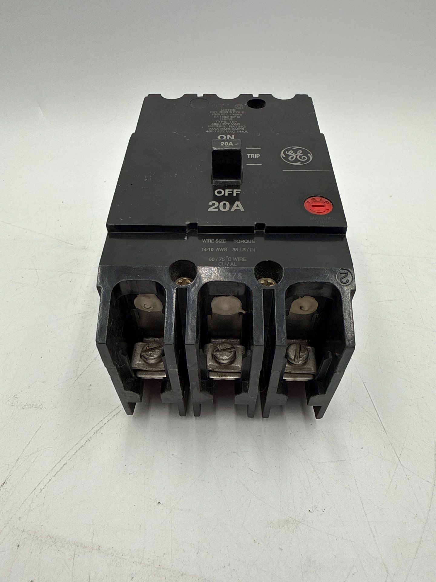 GE General Electric TEY320 Circuit Breaker 20A 3P 480V TEY 3PH 3 Pole 20 Amp Used