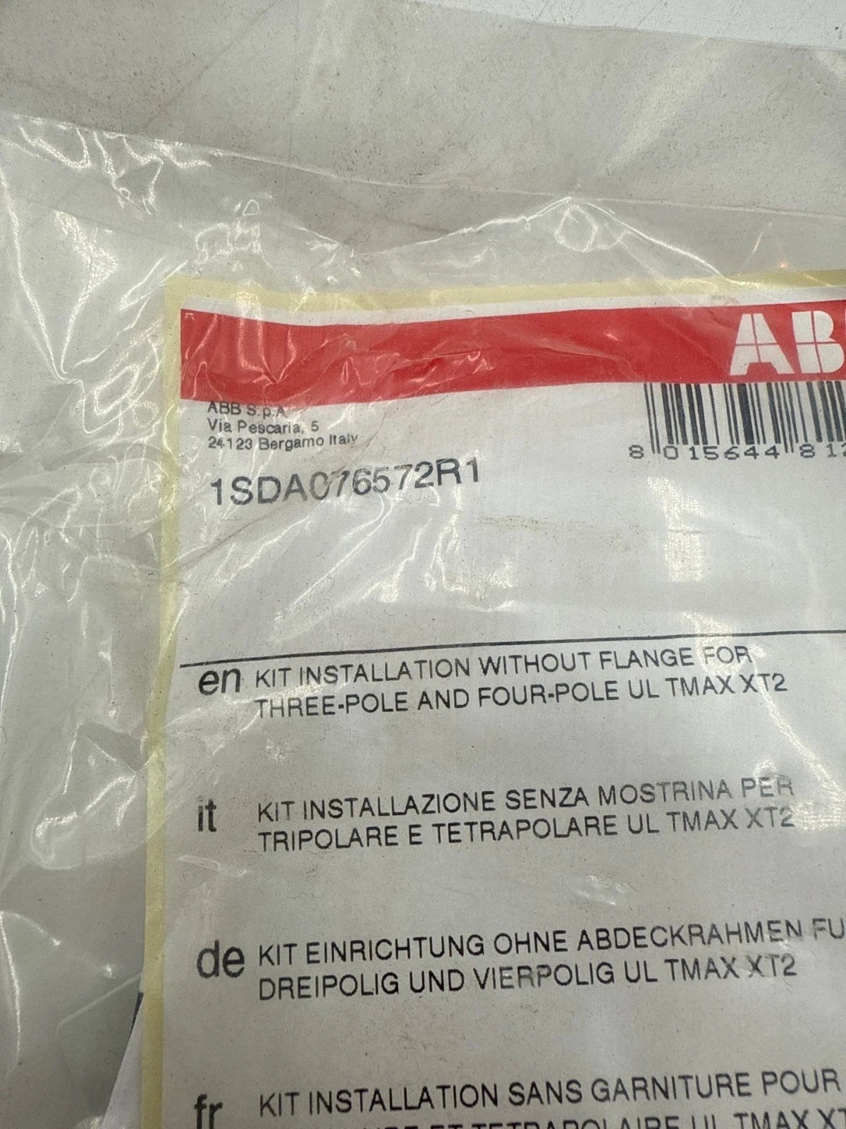 ABB 1SDA076572R1 Kit Installation W/o Flange For 3P 4P TMAX XT2 Breakers New