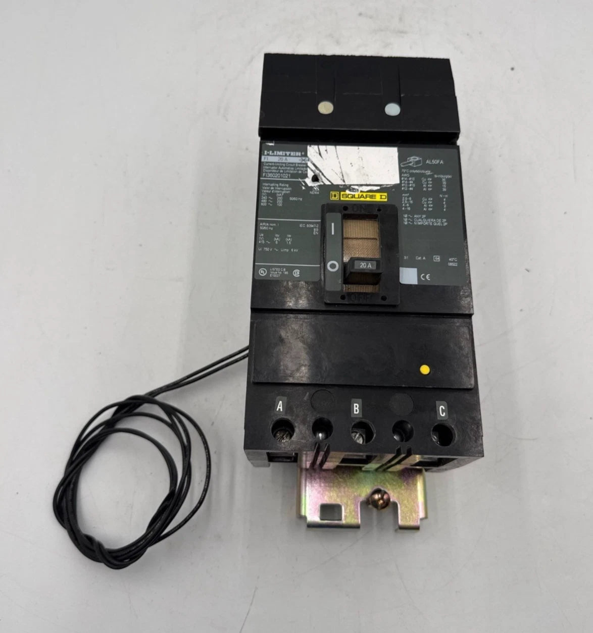 Square D FI360201021 I-Line Circuit Breaker 20A 3P 600V 3PH 20 Amp Shunt Trip Used