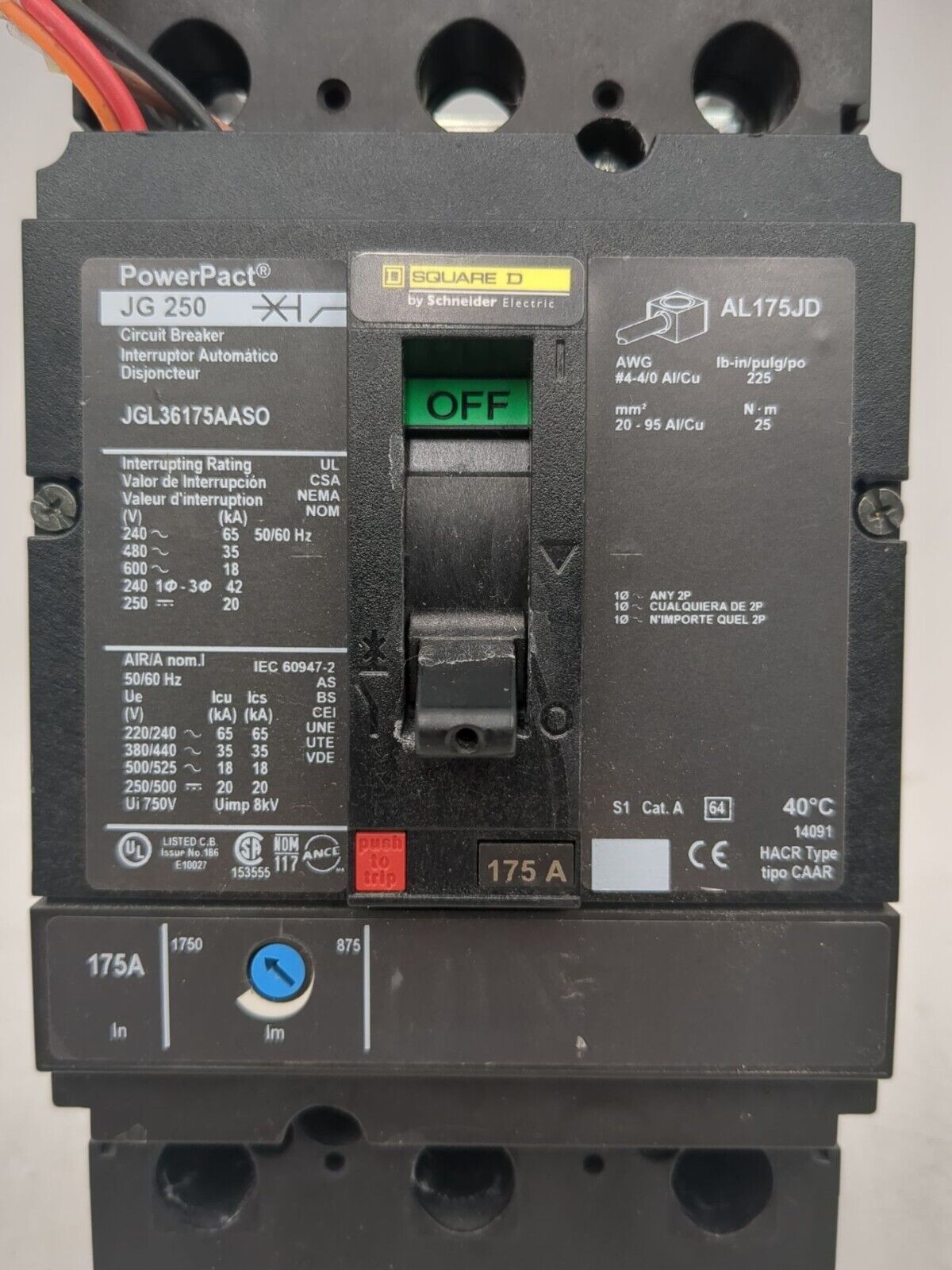 Square D JGL36175AASO Used