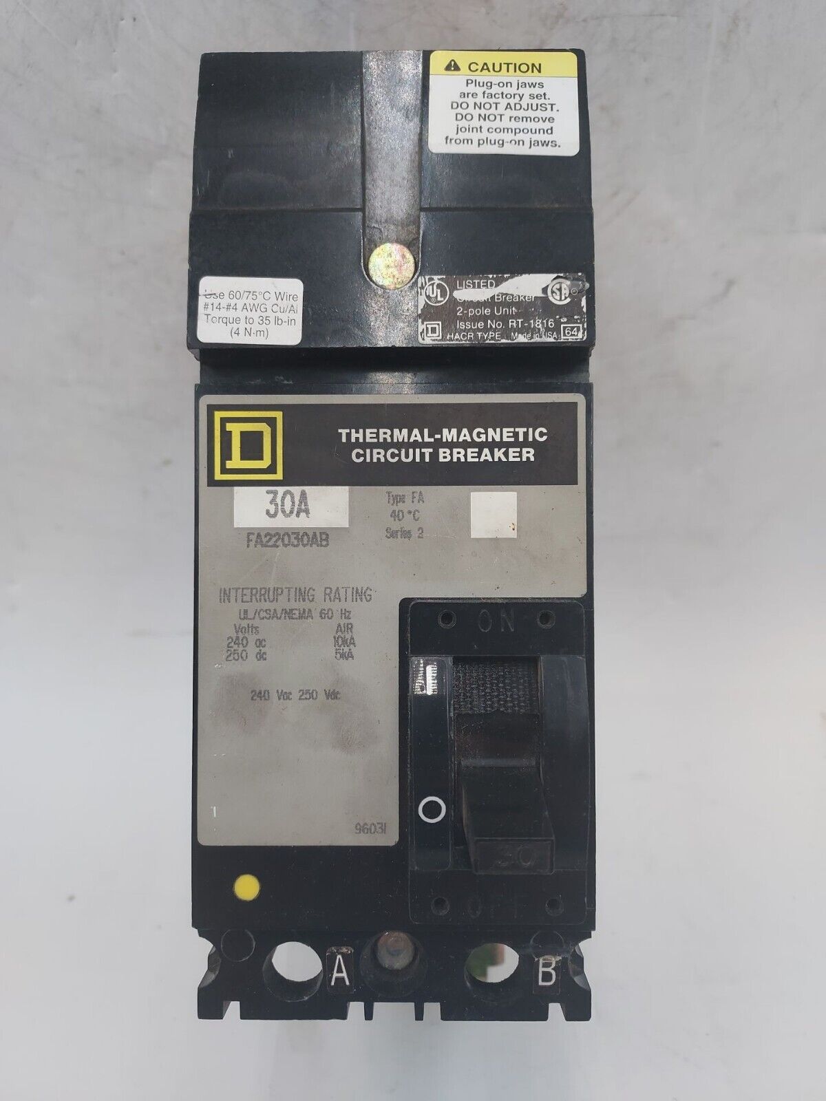 Square D FA22030AB Used