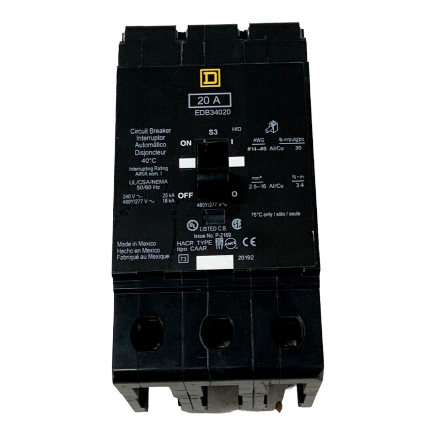 Square D EDB34020 New