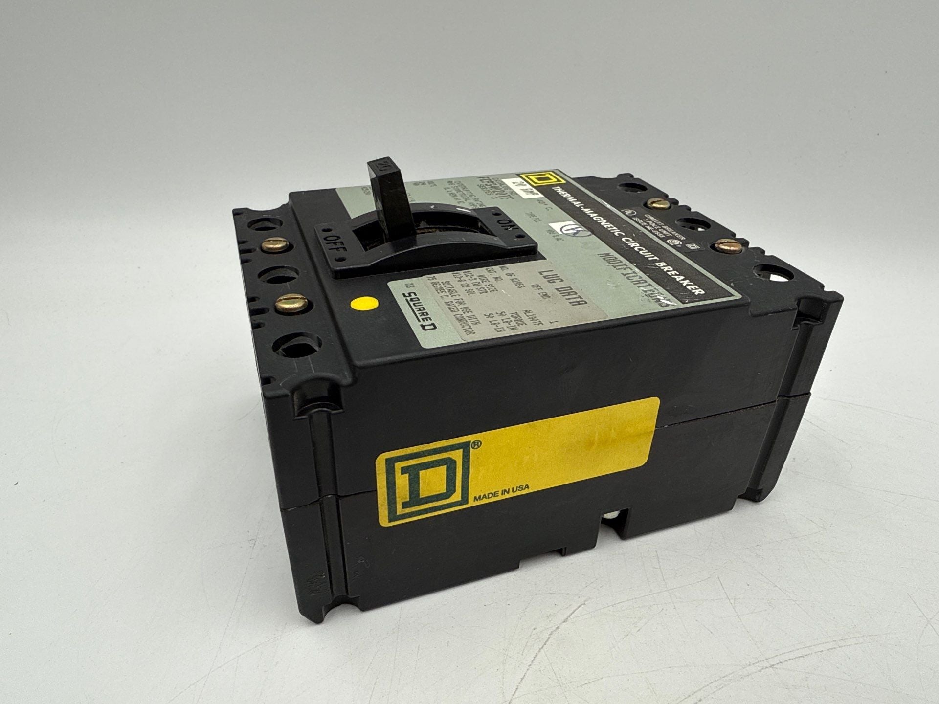 Square D FCP34020TF Circuit Breaker 20A 3P 480V FCL 20 Amp 3 Pole Used